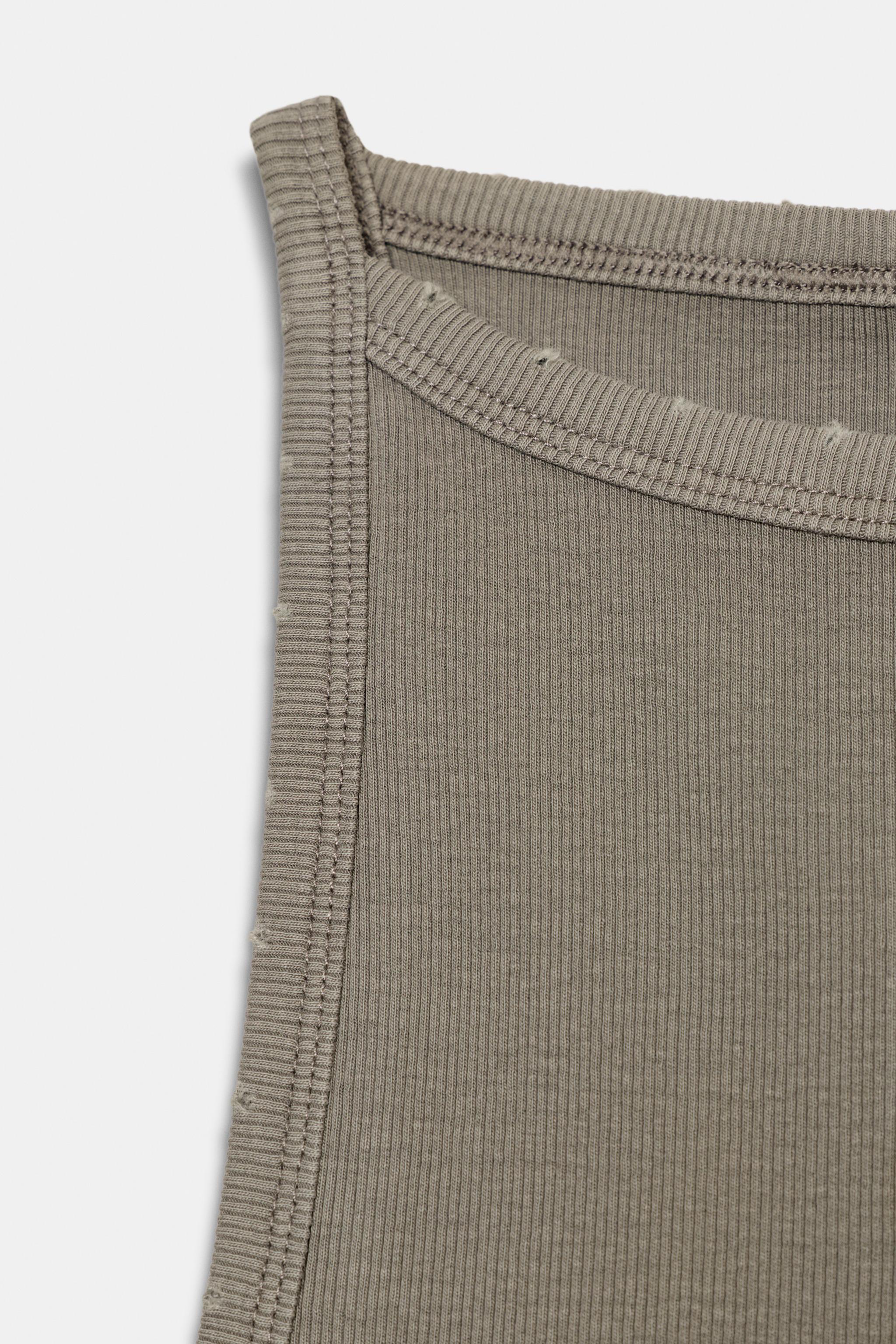 WASHED EFFECT RIB HALTER TOP